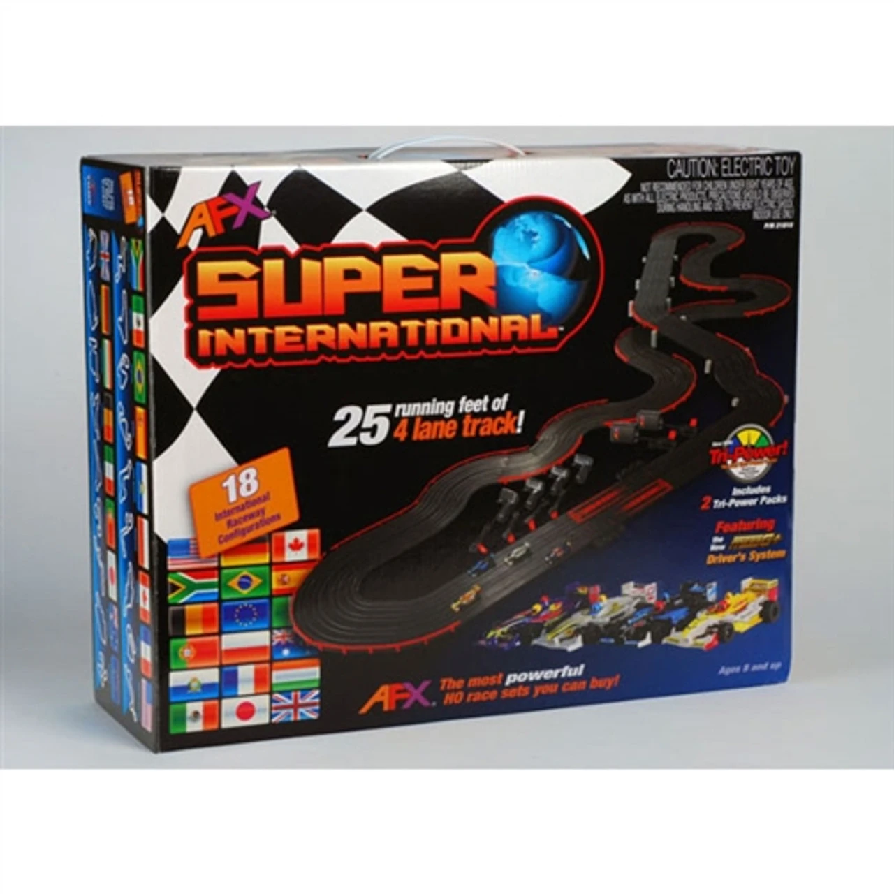 AFX Super International 4-Lane Mega G+ HO Slot Car Track Set W/Tri-Power System 1 AFX Super International 4-Lane Mega G+ HO Slot Car Track Set W/Tri-Power System