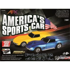AFX America's Sports Car Chevy Corvette 32-Foot Mega G+ HO Slot Car Track Set W/Tri-Power