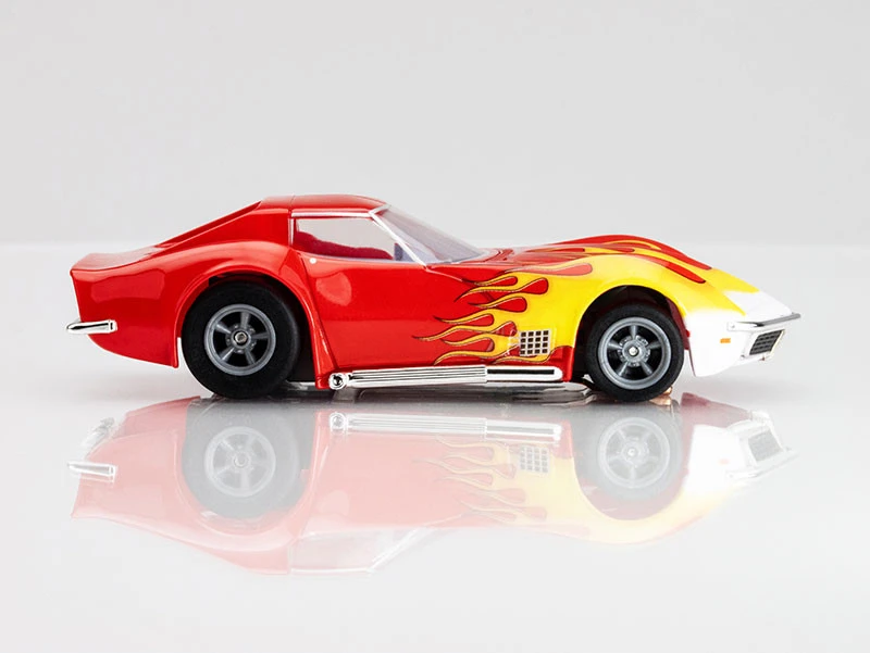 AFX 1970 Corvette Red W/Yellow Wildfire Mega G+ HO Slot Car 4 AFX 1970 Corvette Red W/Yellow Wildfire Mega G+ HO Slot Car - Image 4