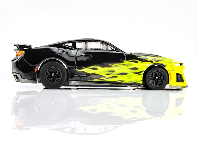 AFX 2021 Chevy Camaro ZL1 Wildfire Black-Lime Flame Mega G+ HO Slot Car 4 AFX 2021 Chevy Camaro ZL1 Wildfire Black-Lime Flame Mega G+ HO Slot Car - Image 4