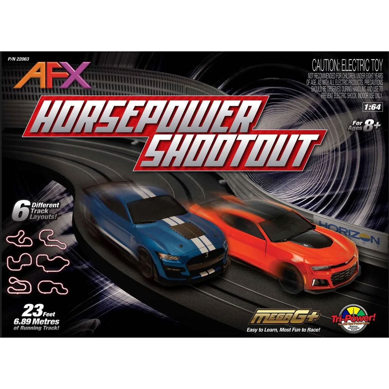 AFX Horsepower Shootout 23-Foot Mega G+ HO Slot Car Race Set 1 AFX Horsepower Shootout 23-Foot Mega G+ HO Slot Car Race Set