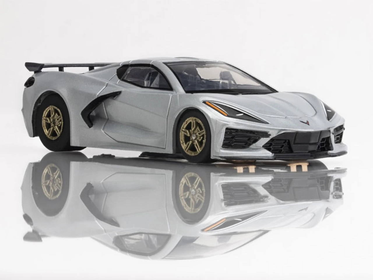 AFX Corvette C8 Ceramic Matrix Metallic Silver Mega G+ HO Slot Car 3 AFX Corvette C8 Ceramic Matrix Metallic Silver Mega G+ HO Slot Car - Image 3