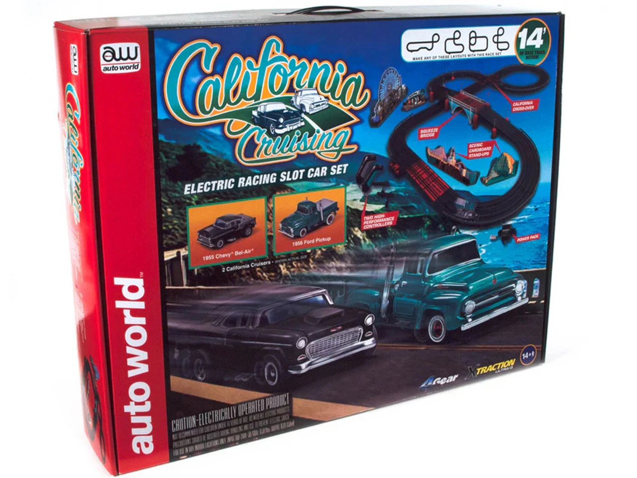 Auto World California Cruising "The Pacific Coast Highway" 14-Foot HO Slot Car Race Set 1 Auto World California Cruising "The Pacific Coast Highway" 14-Foot HO Slot Car Race Set