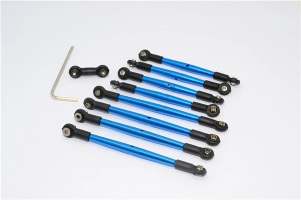GPM Complete Blue Aluminum Tie Rod & Pushrod Set For 1/16 E-Revo & Summit 1 GPM Complete Blue Aluminum Tie Rod & Pushrod Set For 1/16 E-Revo & Summit