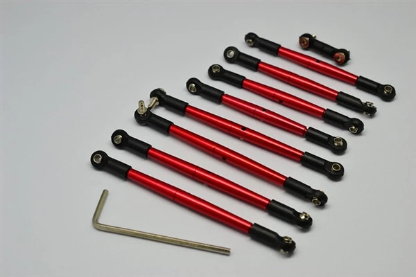 GPM Complete Red Aluminum Tie Rod & Pushrod Set For 1/16 E-Revo & Summit 1 GPM Complete Red Aluminum Tie Rod & Pushrod Set For 1/16 E-Revo & Summit