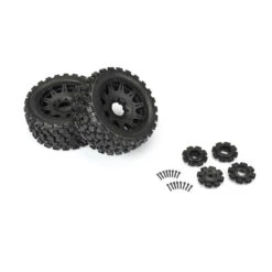 Pro-Line (Black) 1/6 Badlands MX57 Front/Rear 5.7” Tires Mounted On Raid 8x48 Removable 24mm Hex Wheels (2): X-MAXX