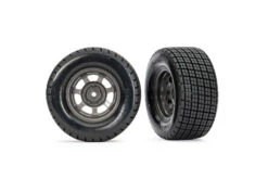 Traxxas Dirt Oval Graphite Gray Wheels With Hoosier Tires (2WD Front Only) (2)
