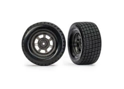 Traxxas Dirt Oval Graphite Gray Wheels With Hoosier Tires (4WD Front/Rear, 2WD Rear Only) (2)