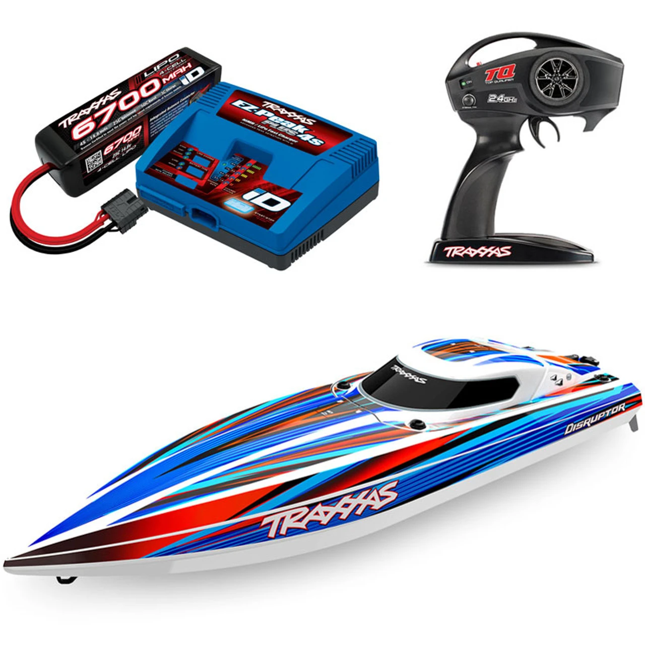 Traxxas Disruptor VXL-4s Brushless Race Boat W/ Rapid-Right Self-Righting COMBO W/4S & Charger 1 Traxxas Disruptor VXL-4s Brushless Race Boat W/ Rapid-Right Self-Righting COMBO W/4S & Charger