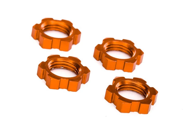Traxxas Orange Aluminum 17mm Splined Serrated Wheel Nuts (4) 1 Traxxas Orange Aluminum 17mm Splined Serrated Wheel Nuts (4)