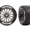 Traxxas Front 2.0" Multi-Spoke Black Chrome Wheels Slick Tires With Traxxas Logo (VXL Rated) (2)