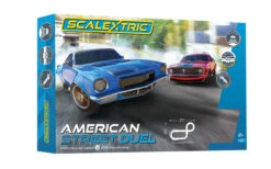 Scalextric American Street Dual (1970s Chevrolet Camaro Vs 1970s Ford Mustang) 1/32 Slot Car Set