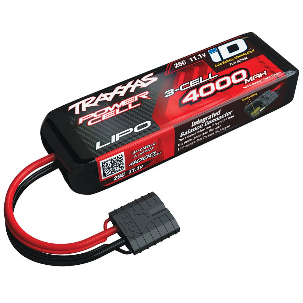 Traxxas 4000mAh 25C 11.1V 3S 3-Cell LiPo Battery W/iD Connector 1 Traxxas 4000mAh 25C 11.1V 3S 3-Cell LiPo Battery W/iD Connector