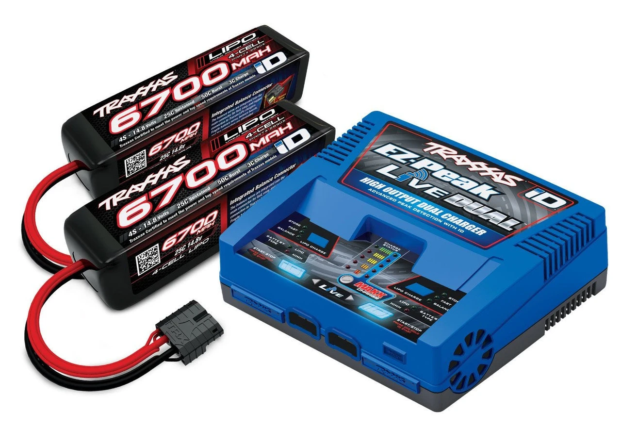 Traxxas EZ-Peak Live Dual ID Charger & 2x 4S 6700mAh LiPo Batteries For X-Maxx 8S 1 Traxxas EZ-Peak Live Dual ID Charger & 2x 4S 6700mAh LiPo Batteries For X-Maxx 8S